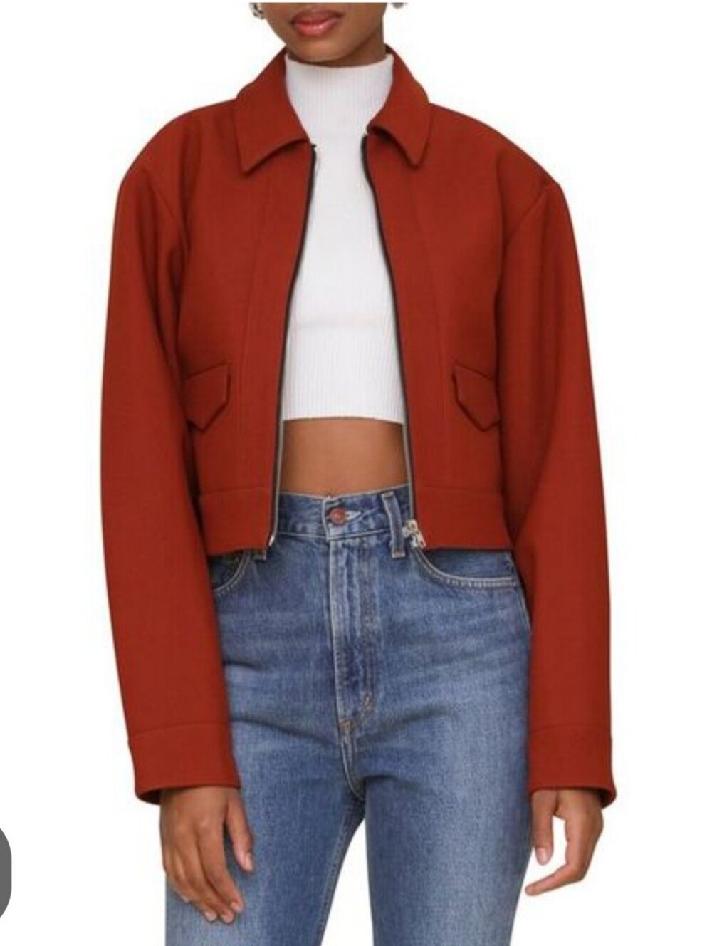7 For All Mankind Cropped Bomber Jacket